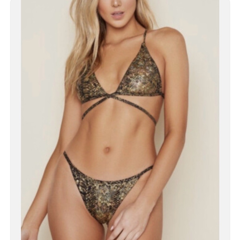 Dippin' Daisy's Boa Snake Print Iridescent Bikini Size Large